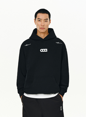 ATRY黑色卫衣连帽男款秋冬国潮牌美式休闲简约重磅刺绣情侣装帽衫