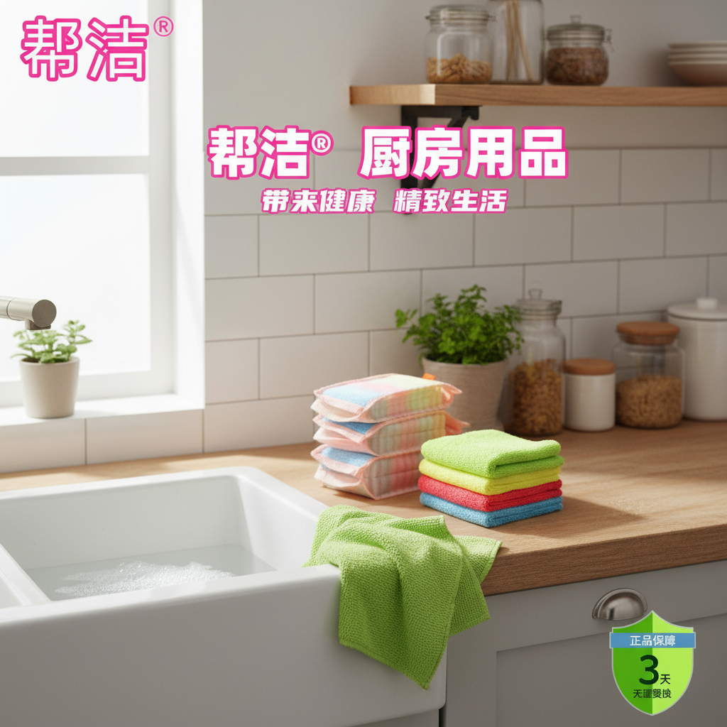 帮洁双面清洁厨房抹布去污柔软超细钢丝球不掉毛吸水厚实家居擦手