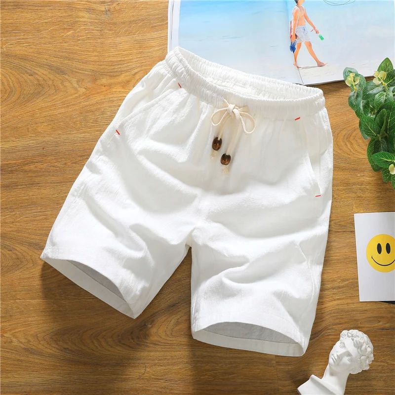 Summer Capris Cotton Hemp Shorts Men's Thin Casual Loose Lar