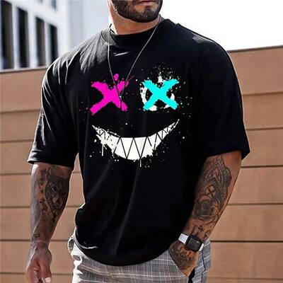 T-shirt Summer New Fashion Men's English Letter Printing Pat