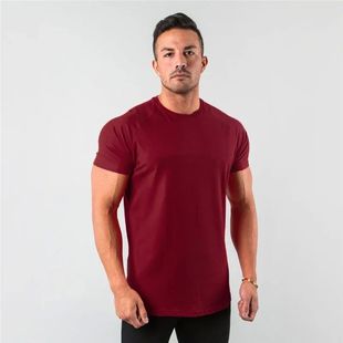 Short Mens Sleeve Shirt Plain Mus New Stylish Tops Fitness