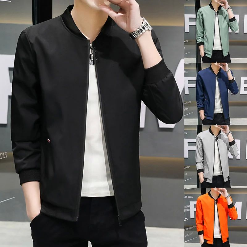 Spring and Autumn New Men's Jacket Coat Simple Solid Basebal