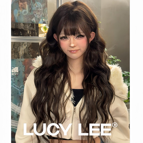 LUCYLEE【元英小公主-免修剪假发】精修冷棕色水波卷假发全头发套