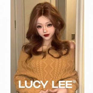LUCYLEE【免修剪-粉棕芭比】仿递针精修粉棕中长卷无痕发际线假发