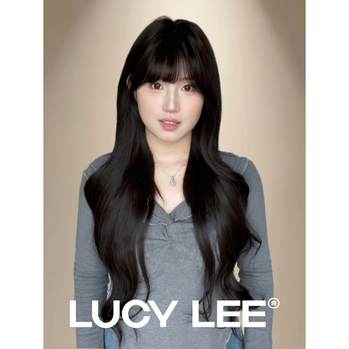 LUCYLEE扇贝网隐形半头套 一片式不用戴发网精修刘海黑茶卷假发片