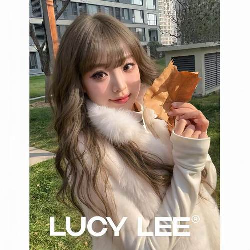 LUCYLEE免修剪森系洋娃娃圣诞礼物】精修榛果灰棕色水波卷全头套
