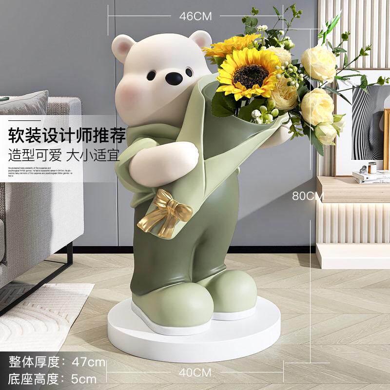 大熊花瓶落地摆件客厅插花家居装饰品玄关电视柜开业乔迁新居礼品,家居饰品,落地摆件,淘宝优惠券,粉丝福利购,淘宝优惠卷