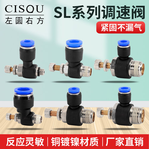 左圆右方气动节流阀SL调速阀