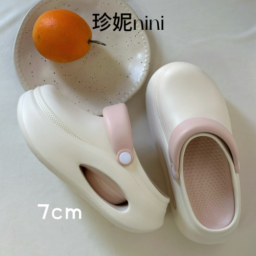 厚底洞洞鞋可爱厨师鞋学生包头拖
