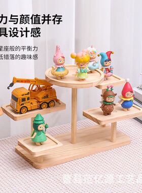 木制多层收纳展示架花盆装饰架客厅手办置物架木制首饰架简约
