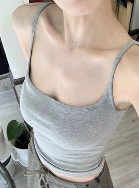 灰色吊带带胸垫背心女夏外穿内搭美背2026新款夏季穿搭设计感上衣