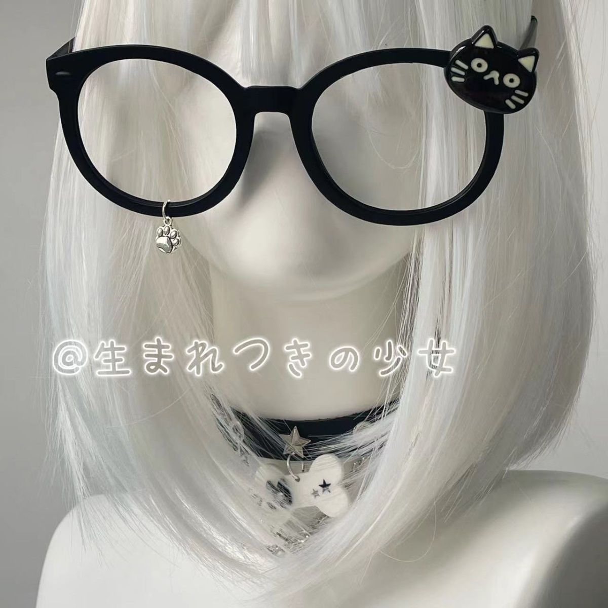 日系可爱甜水色粉色猫咪猫爪眼镜框显脸小亚文化萌拍照cos二次元