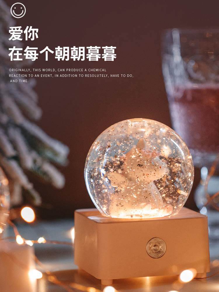 肖兔子摆件水晶球音乐盒八音盒生日礼物结婚女生儿童公主情人节生