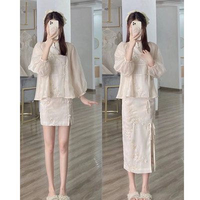 改良旗袍复古两件套装裙新中式佛系女装中国风禅意茶服文艺女夏季