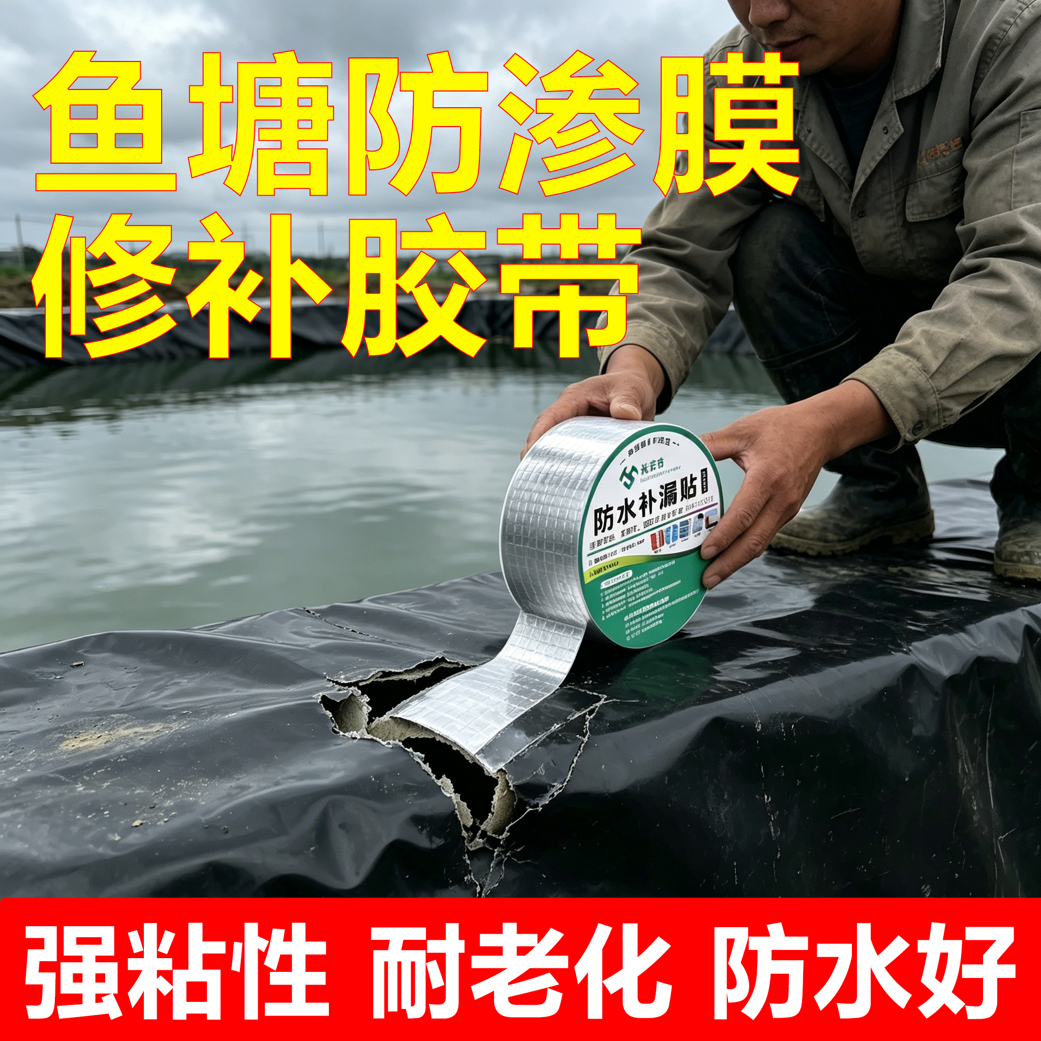 防水丁基胶带鱼塘防渗膜防水布修补胶布高粘度超粘强力贴土工膜拼接专