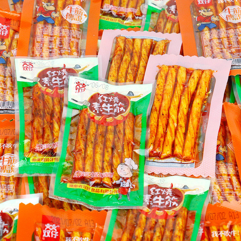 双仔素牛筋传说500g辣条素牛板筋麻辣条红烧小零食素烤干烧豆筋