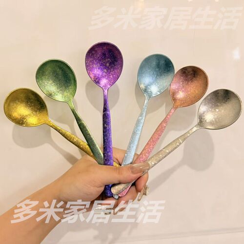 西瓜蛋糕精致纯钛勺子挖西瓜冰淇淋勺高颜值调羹圆形甜品蛋糕勺儿