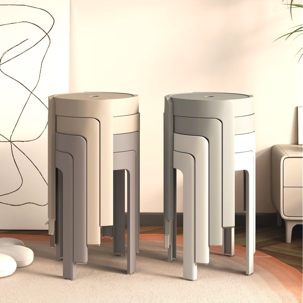 家用凳子加厚塑料可叠放摞叠餐桌板凳风车凳高圆凳胶凳子简约椅子