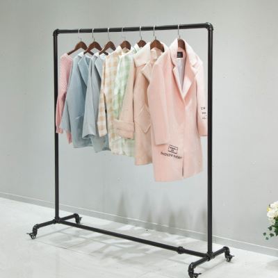 服装店展示架水管落地式龙门挂衣架单杠专用女装货架可移动带轮子
