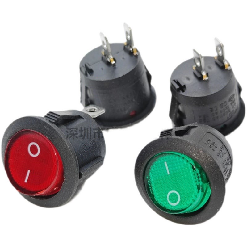 KCD1-105圆形船型开关6A250V 220V开孔20MM 2脚2档透明盖无灯