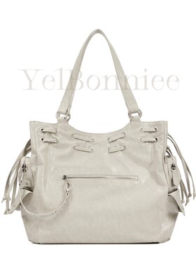 Savuni韩国Deinet小众拉绳大容量手提袋通勤包铆钉摩托车大肩包