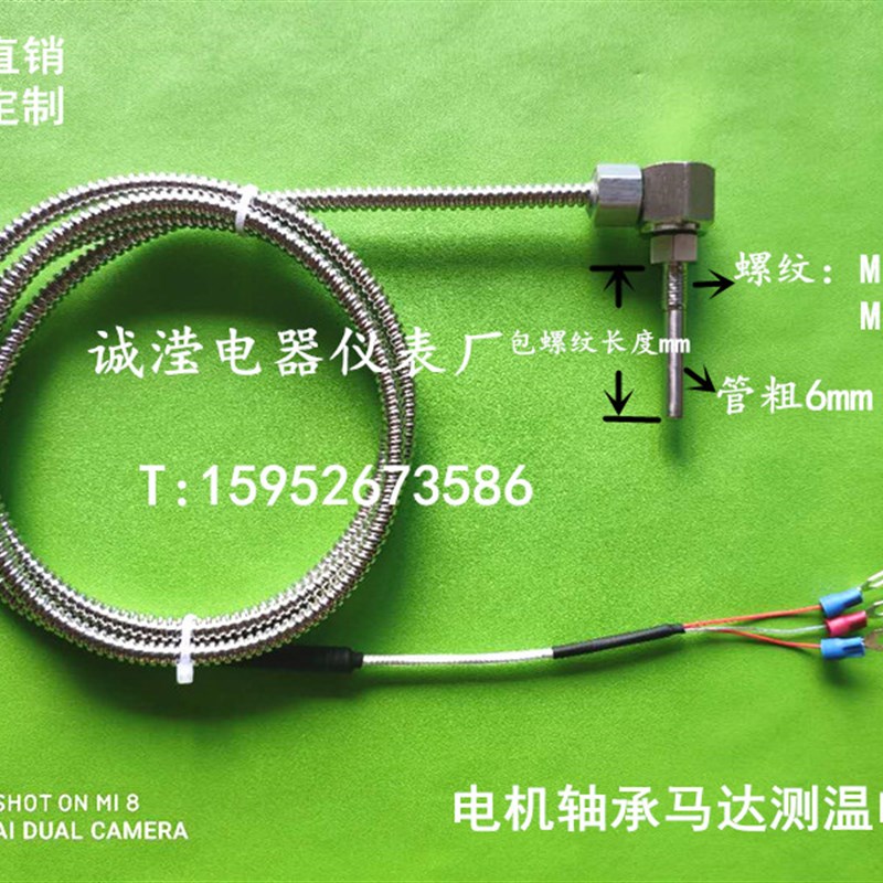 电机轴承马达测温探头热电阻PT100温度传感器 伸缩Z端面铂电阻