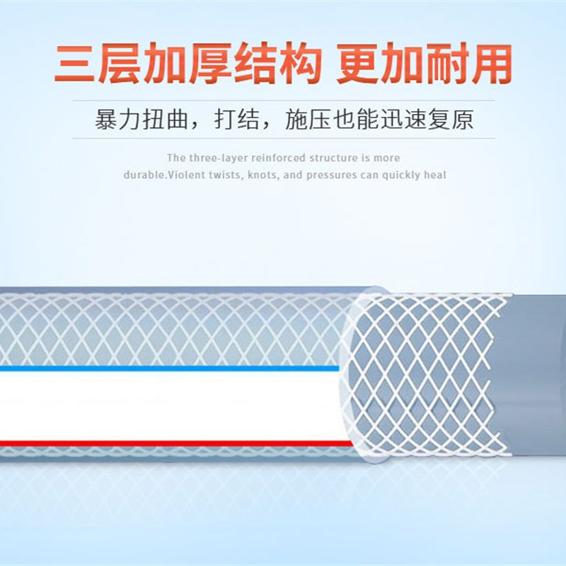 PVC纤维增强软管高压透明加厚耐压耐高温蛇皮水管日式编织网纹管