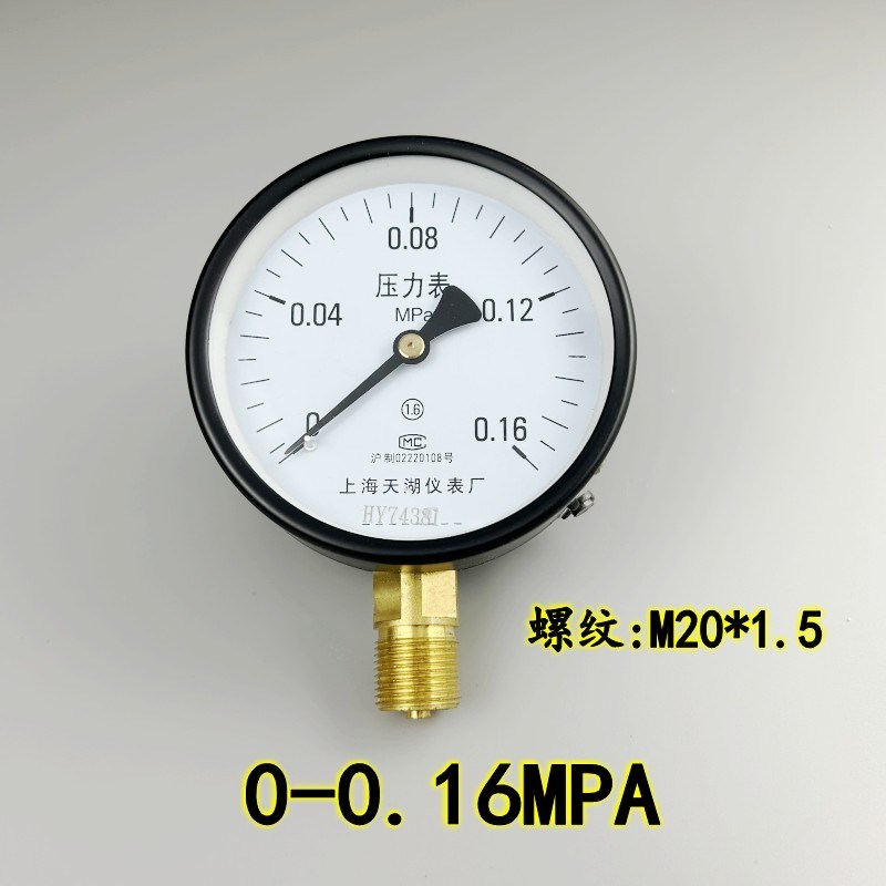上海天湖Y100压力表真空负压水压气压油压表0-1 1.6 2.5MPA锅炉