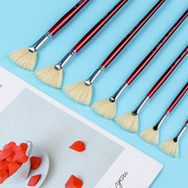 猪鬃毛扇形笔长杆油画笔底刷子水彩水粉笔伞形扁头鱼尾形笔套装