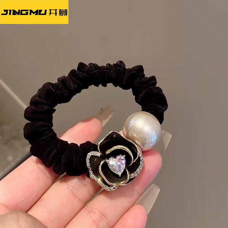 井慕~新款黑色小香风发圈女扎发皮筋洋气肠圈高级感头绳气质发绳