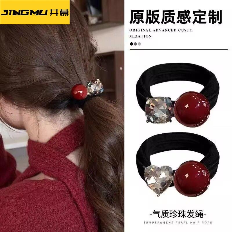 井慕~新款红色高级感发圈女气质丸子头绳扎头发绳高弹力皮筋洋气