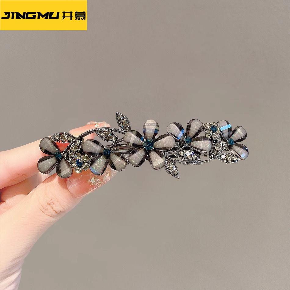 井慕~新款高档花朵发夹精致弹簧夹子后脑勺发卡气质顶夹发饰一字