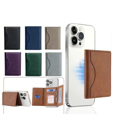 Magnetic Folding Wallet Card Holder Leather Case for