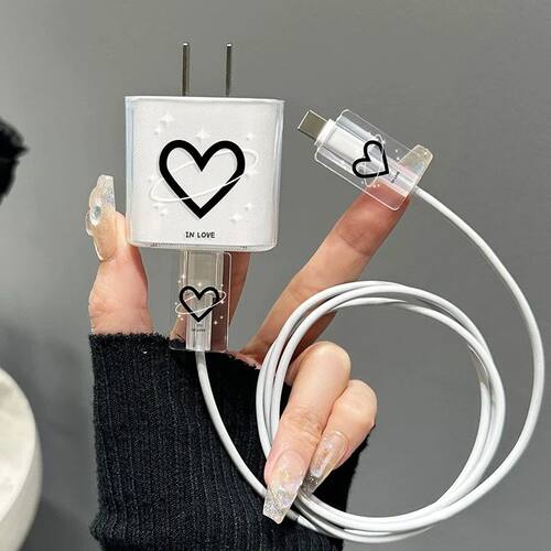 3PCS Black Heart Case For 18/20w Charger Protective Case Is