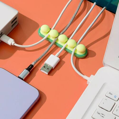 Cute Pea Pod Design Self-Adhesive Silicone Cable Management