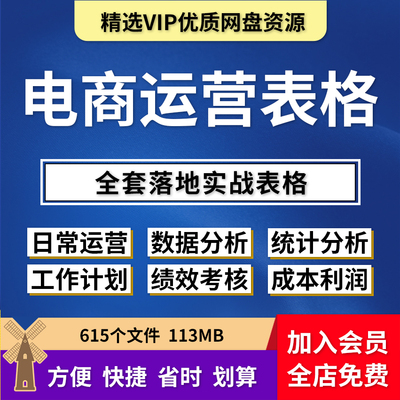 电商运营数据excel表格淘宝