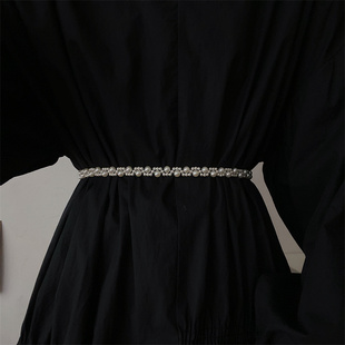 夏季 饰腰封女士 细窄长条小丝巾女丝带珍珠腰带发带飘带绑包配饰装