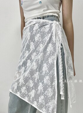 2025新款潮蕾丝屁帘叠穿韩系系带腰带女装饰配牛仔裤裙子皮带装饰