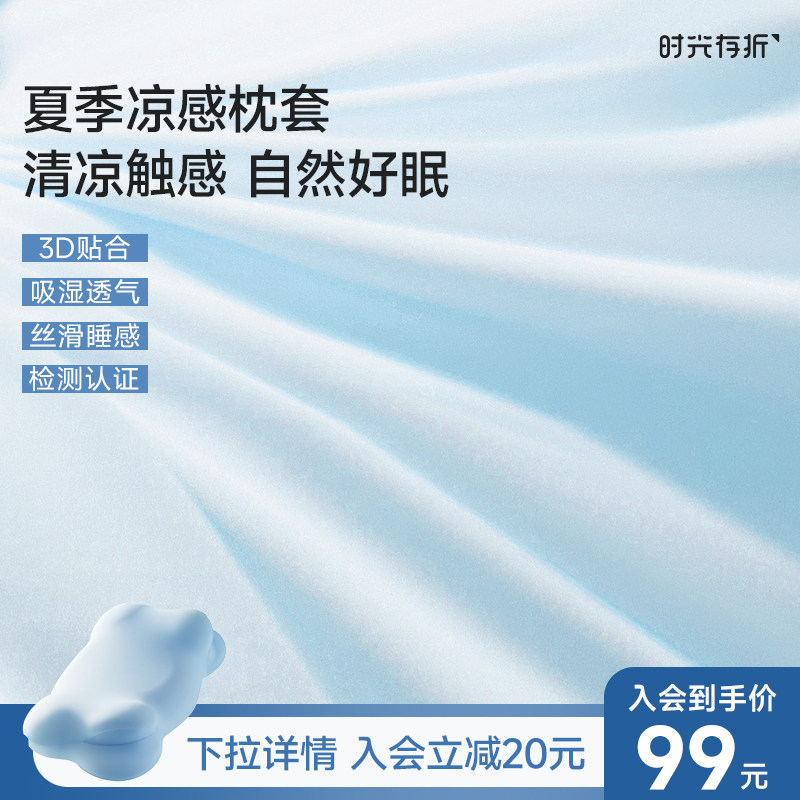 侧睡枕头套时光存折冰丝图片