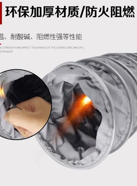 灰色耐高温管夹布伸缩钢丝q软管耐450度 高温风管  排烟管100mm