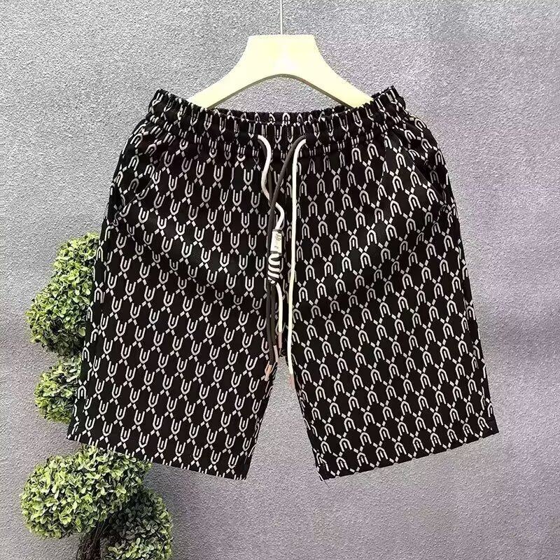 夏季薄款男士网红透气时尚字母印花五分裤欧洲站花裤衩休闲短裤潮