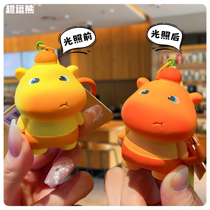 创意正版水豚噜噜紫外线变色红温