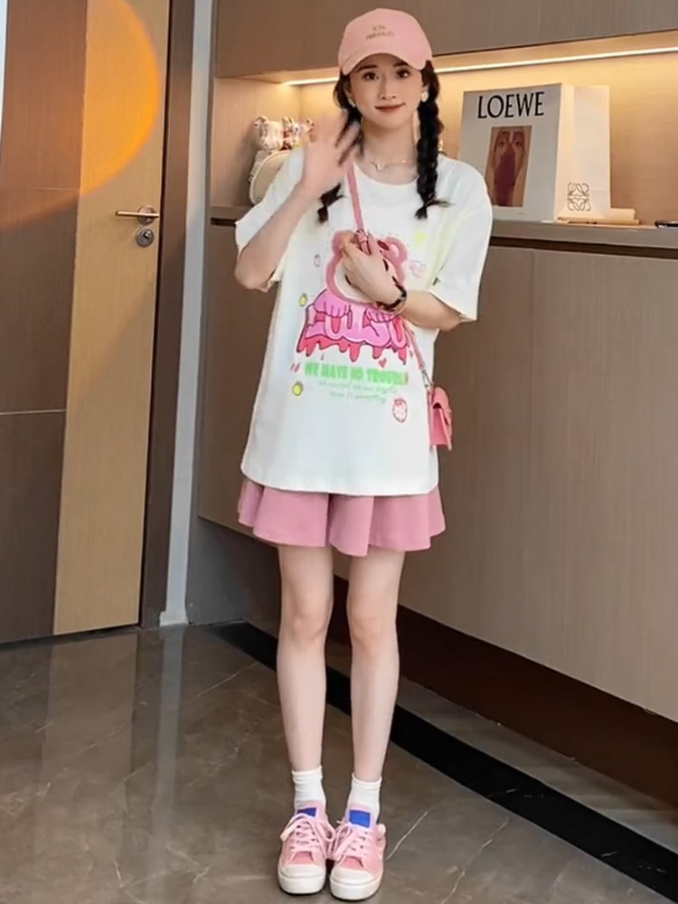 孕妇夏装套装时尚洋气时髦2023新款短裤两件套夏季小个子产检短袖