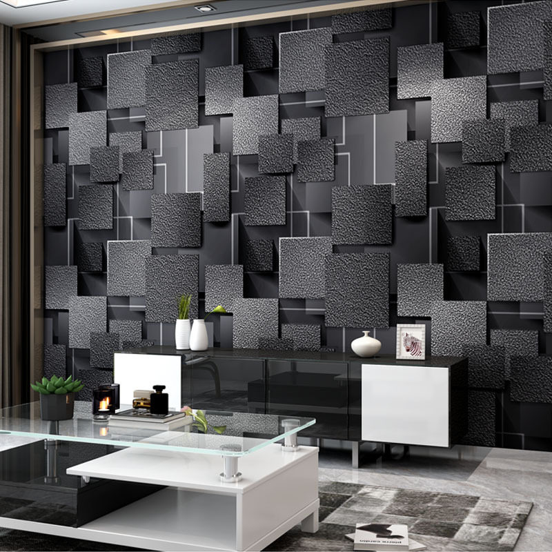 跨境加厚个性电视背景墙玄关抽象壁纸鹿皮绒3D墙纸卧室wallpaper