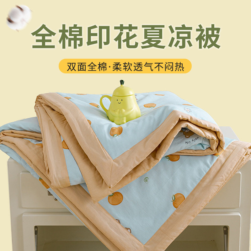 小清新全棉印花夏凉被a类可水洗纯棉夏被薄被芯空调被子会销礼品