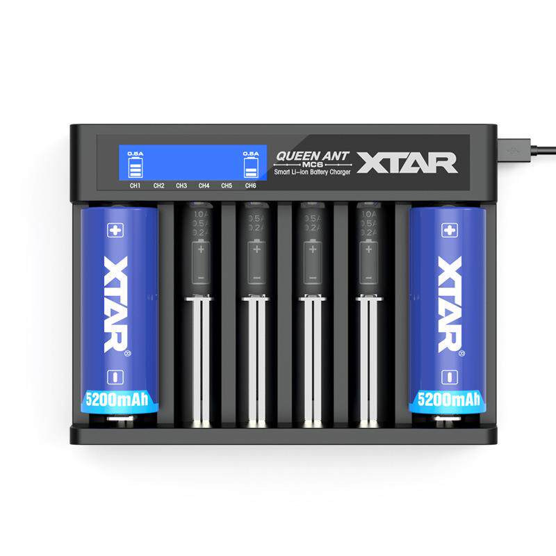 XTAR爱克斯达MC6 18650充电器 6槽 强光充电锂电池充电器