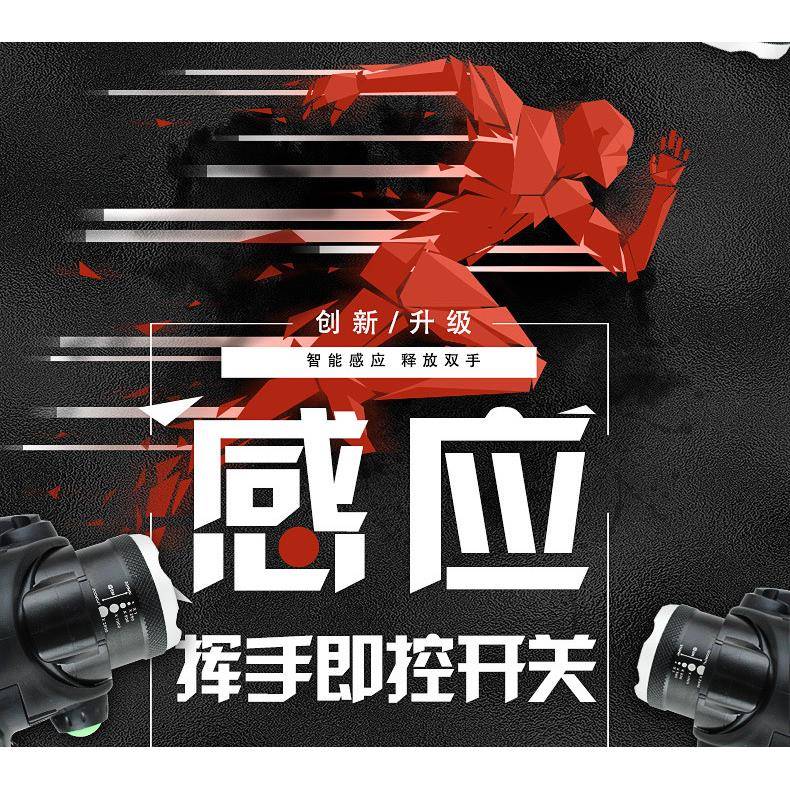 夜钓头戴式头灯 红外感应强光LED USB充电T6强光感应充电头灯