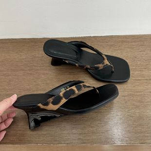 stylish 夏季 法式 女高跟人字拖鞋 外穿百搭小凉拖 复古坡跟凉鞋