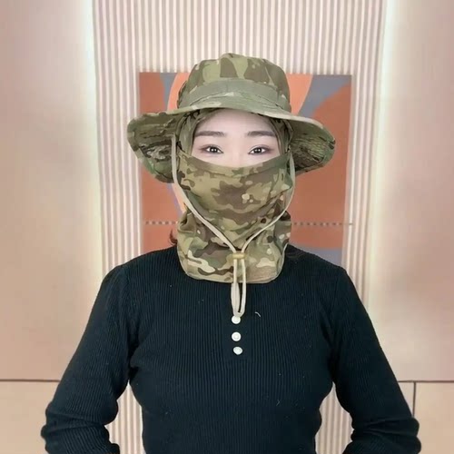奔尼帽男款春夏季大檐迷彩遮阳帽户外登山野营盆帽钓鱼防晒渔夫帽
