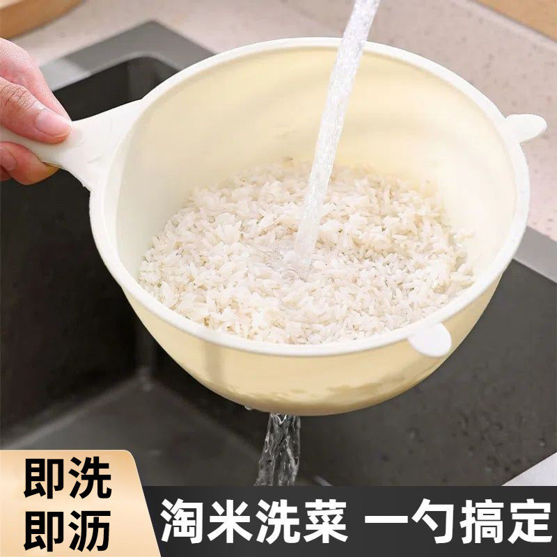 淘米勺淘米盆洗米筛细孔不漏米家用漏勺厨房洗水果洗菜沥水滤水篮